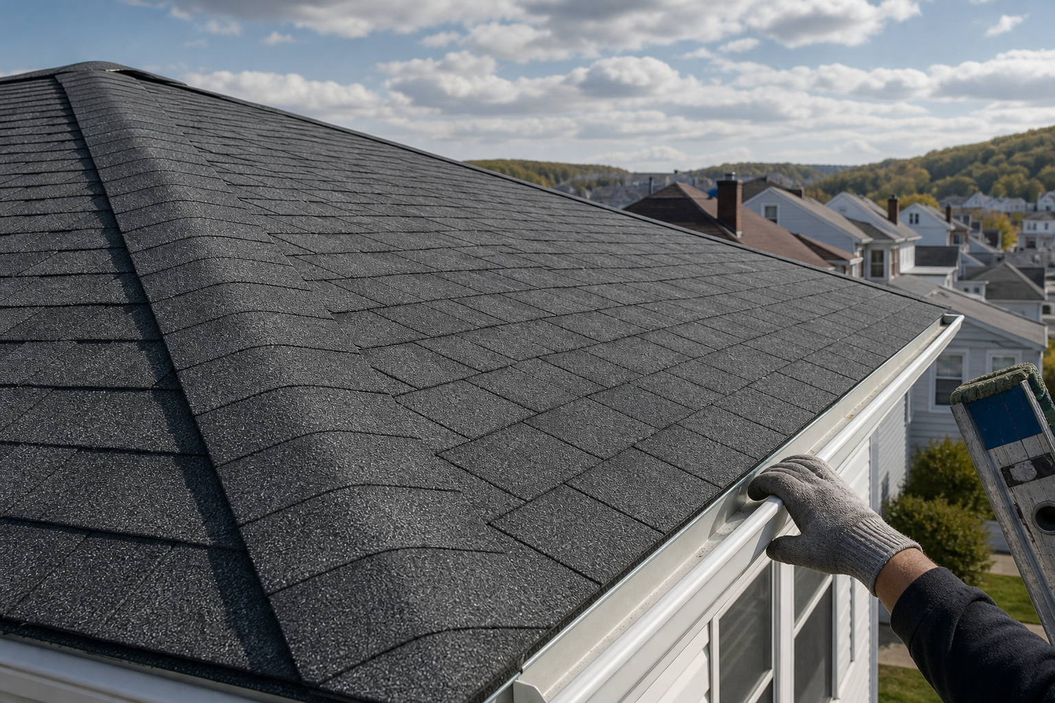 Clean asphalt shingle roof detail for a professional roofing contractor website preview